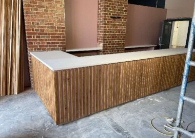 Wolfox Prestonville Brighton 2021 new counter supplied and fitted with features wall to match the counter front